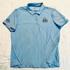 Nike women’s M 2025 PGA Championship Polo, Quail Hollow, NC. Light Blue Dri-Fit.